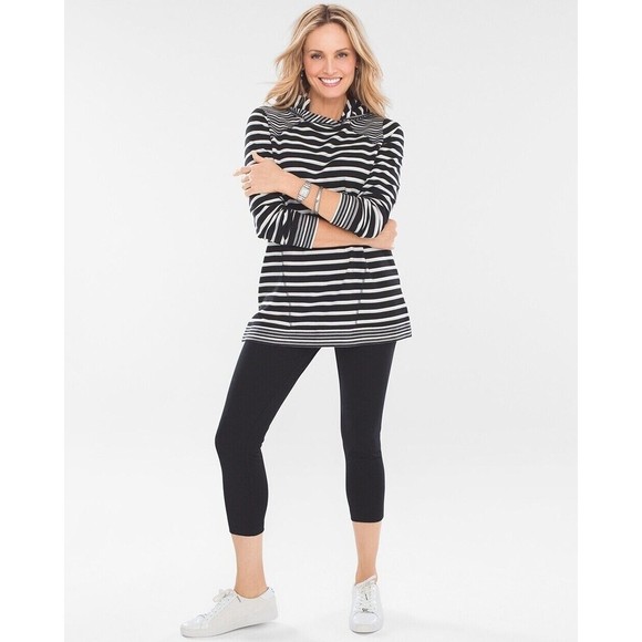 Chico's Tops - Chicos Zenergy 2 Tunic Mixed-Stripe US 12/14 hoodie travel comfort relaxed cozy